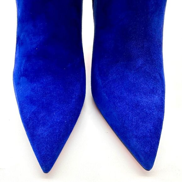 Christian Louboutin Condora Suede Blue 85 mm Stiletto Ankle Booties EU38.5 US8.5 - Picture 12 of 15